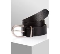 Ledergürtel TOM TAILOR "TTSANDRA", Damen, Gr. 75, schwarz, Büffelleder, unifarben, Gürtel Ledergürtel, 3,5 cm breiter Damengürtel, genarbte Oberfläche, Schließe silberfarben (28880917-75) schwarz