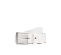 Ledergürtel TOMMY HILFIGER "ADAN 3.5 cm breit EXT", Herren, Gr. 125, th optic weiß, Rindsleder, Gürtel Ledergürtel, Metalllogopatch, Einfachdornschnalle (10606665-125) th optic weiß