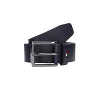 Ledergürtel TOMMY HILFIGER "DENTON 3.5 cm breit EXT", Herren, Gr. 110, blau (space blau), Rindsleder, unifarben, Gürtel Ledergürtel, Einfachdornschließe, Metalllogo (61608039-110) space blau