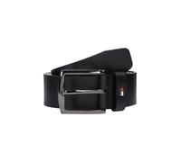 Ledergürtel TOMMY HILFIGER "DENTON 3.5 cm breit EXT", Herren, Gr. 80, schwarz, Rindsleder, unifarben, Gürtel Ledergürtel, Einfachdornschließe, Metalllogo (99540428-80) schwarz