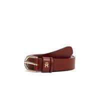 Ledergürtel TOMMY HILFIGER "ESSENTIAL EFFORTLESS 2.5 cm breit GOLD", Damen, Gr. 95, oxblood, Rindsleder, Gürtel Ledergürtel, Logoemblem, weiche Haptik, ovale Einfachdornschließe (96177633-95) oxblood