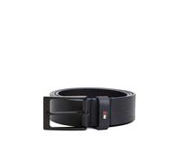 Ledergürtel TOMMY HILFIGER "LAYTON 3.5 cm breit", Herren, Gr. 90, blau (space blau), Rindsleder, Gürtel Ledergürtel, Metallpatch, Einfachdornschließe (31609429-90) space blau