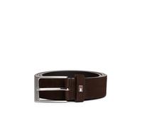 Ledergürtel TOMMY HILFIGER "LAYTON NUBUCK 3,5 cm breit", Herren, Gr. 95, testa di moro, Web, Rindsleder, unifarben, Gürtel Ledergürtel, Größenverstellbar (67826009-95) testa di moro