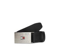 Ledergürtel TOMMY HILFIGER "TH FLAG PLAQUE", Herren, Gr. 90, schwarz, Rindsleder, Gürtel Ledergürtel (94516210-90) schwarz
