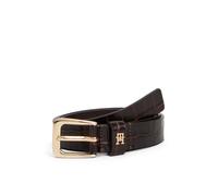 Ledergürtel TOMMY HILFIGER "TH LIBRE 2.5 cm breit CROC", Damen, Gr. 95, rich walnut, Leder, Gürtel Ledergürtel, mit TH Monogramm (56565412-95) rich walnut