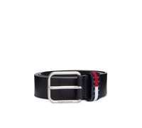 Ledergürtel TOMMY JEANS "TJM RYAN 3.5 cm breit", Damen, Gr. 85, schwarz night navy, Rindsleder, Gürtel Ledergürtel, mit Logo auf Gürtelschlaufe (10270217-85) schwarz night navy