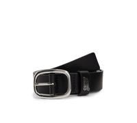 Ledergürtel TOMMY JEANS "TJW OVAL 3.0 BUCKLE", Damen, Gr. 100, schwarz, Büffelleder, unifarben, Gürtel Ledergürtel, Größenverstellbar mit Logodetail (30442519-100) schwarz