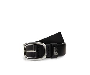 Ledergürtel TOMMY JEANS "TJW OVAL 3.0 BUCKLE", Damen, Gr. 90, schwarz, Büffelleder, unifarben, Gürtel Ledergürtel, Größenverstellbar mit Logodetail (30442519-90) schwarz