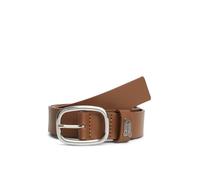 Ledergürtel TOMMY JEANS "TJW OVAL 3.0 BUCKLE", Damen, Gr. 95, braun (schwarz highland khaki), Büffelleder, unifarben, Gürtel Ledergürtel, Größenverstellbar mit Logodetail (11013625-95) schwarz highlan