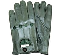 Lederhandschuhe, ohne Futter für Herren, Vintage-Stil, Retro-Stil, luxuriöse Handschuhe aus weichem Rindsleder, klassische Saiten mit 4 Löchern für Gelenke Gr. XXL, grün