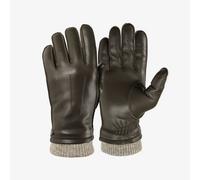 Lederhandschuhe PEARLWOOD "JACKSON", Herren, Gr. 8,5, schwarzbraun, Schafsleder, unifarben, Handschuhe, Strickbündchen, dekorative Ziernähte, weiches Fleecefutter (19917941-8,5) schwarzbraun