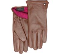 Lederhandschuhe PEARLWOOD "Meg", Damen, Gr. 7, braun (cognac), Schafsleder, unifarben mit Farbeinsatz, Handschuhe, dekorativer Rockstud - elastischer Bund - Seitenschlitz (62865046-7) cognac