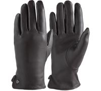 Lederhandschuhe PEARLWOOD "PAM", Damen, Gr. 7.5, braun (schwarz braun), Schafsleder, unifarben, Handschuhe Lederhandschuhe, weiches Fleece-Innenfutter, Temperaturregulierend, Seitenschlitz (67448164-7