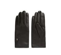 Lederhandschuhe TOMMY HILFIGER "ELEVATED CHIC LEATHER GLOVES", Damen, Gr. L, schwarz (charrot wood), Rindsleder, unifarben, Handschuhe, Regular fit mit Markenlogo (95111709-L) charrot wood