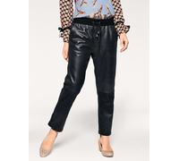 Lederhose HEINE, Damen, Gr. 50, Normalgrößen, schwarz, 100% Lammnappaleder, Bund:30% Polyester, 5% Elasthan, 65% Viskose, unifarben, 7/8-Länge, Hosen (83825552-50) schwarz