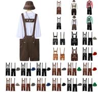 Lederhose Herren Kniebund Mit Trachten Hosenträger Trachtenlederhosen Männer Hosenträger 3/4 Lang Schwarz Lederhosen Träger Kniebundlederhose Tracht Für Bavarian Oktoberfest Outfit Festlich S XXXL