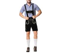 Lederhose Herren mit Trägern und Hut Oktoberfest Outfit Trachtenhose Kurz Tracht Trachtenlederhose Hosenträger Wiesn Hose Kniebundlederhose Kniebund Leder Trachtenmode Kniebundhose Kleidung Männer
