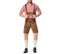 Lederhose Herren mit Trägern und Hut Oktoberfest Outfit Trachtenhose Kurz Tracht Trachtenlederhose Hosenträger Wiesn Hose Kniebundlederhose Kniebund Leder Trachtenmode Kniebundhose Kleidung Männer