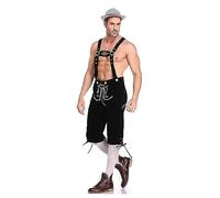Lederhose Herren Tracht Kniebund - Trachtenhose mit Trägern - Traditionelle Echtlederhose - Ideal für Dein Oktoberfest Herren Outfit