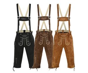 Lederhose Kniebundhose im Trachtenstil mit Träger 58, schwarz