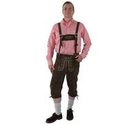 Lederhose Kniebundhose im Trachtenstil mit Träger dunkelbraun, 52