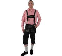 Lederhose Kniebundhose im Trachtenstil mit Träger schwarz, 50