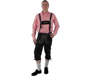 Lederhose Kniebundhose im Trachtenstil mit Träger schwarz, 62