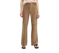 Lederhose MARC O'POLO "aus weichem Ziegen-Veloursleder", Damen, Gr. 44, Normalgrößen, earthy taupe, Obermaterial: 100% Leder (Ziege); Futter: 100% Polyester, unifarben, weit lang, Hosen (93142425-44)