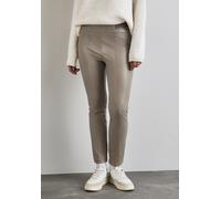 Lederhose STREET ONE, Damen, Gr. 44, Länge 28, beige (driftwood beige), Stoff, 94% Polyester, 6% Elasthan, unifarben, skinny fit lang, Hosen, High Waist (55660761-44) driftwood beige