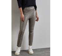 Lederhose STREET ONE, Damen, Gr. 46, Länge 28, braun (cedar braun), Stoff, 94% Polyester, 6% Elasthan, unifarben, skinny fit lang, Hosen, High Waist (19233336-46) cedar braun