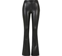 Lederhose URBAN CLASSICS "Urban Classics Damen Ladies Synthetic Leather Flared Pants", Damen, Gr. 4XL, US-Größen, schwarz, 93% Polyester, 7% Elasthan, unifarben, skinny fit, Hosen (24546209-4XL) schwa