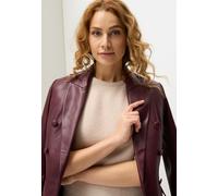 Lederimitat-Blazer LASCANA, Damen, Gr. 36, rot (bordeaux), Web, Obermaterial: 100% Polyester. Beschichtung: 100% Polyurethan. Futter: 100% Polyester, unifarben, tailliert Po-bedeckend, Blazer, mit Rev