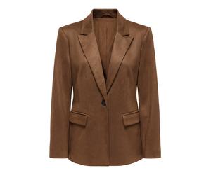 Lederimitat-Blazer ONLY "ONLADDI L/S FAUX SUEDE BLAZER TLR", Damen, Gr. 34, braun (soft silt), Web, Obermaterial: 95% Polyester, 5% Elasthan, unifarben, loose fit normal, Blazer, Materialmix, loose fi