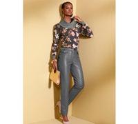 Lederimitathose CREATION L, Damen, Gr. 40, Normalgrößen, grau (anthrazit), 100% Polyester, unifarben, lang, Hosen (70134323-40) anthrazit