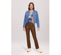 Lederimitathose BETTY BARCLAY "Damen Slim Fit", Damen, Gr. 48, Normalgrößen, braun (schwarz coffee), Stoff, Obermaterial: 100% Polyurethan, 100% Polyester, slim fit 7/8-Länge, Hosen (41878309-48) schw