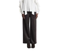 Lederimitathose COMMA, Damen, Gr. 44, N-Gr, braun (mulch braun), Velours, Obermaterial: 94% Polyester, 6% Elasthan, unifarben, lang, Hosen, aus softem Velours, Wide Leg, High Rise (32774130-44) mulch 