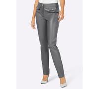 Lederimitathose CREATION L, Damen, Gr. 52, Normalgrößen, grau (anthrazit), 100% Polyester, unifarben, lang, Hosen (70134323-52) anthrazit