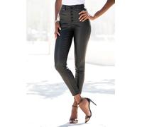 Lederimitathose LASCANA, Damen, Gr. 38, N-Gr, schwarz, Jersey, Obermaterial: 77% Viskose, 20% Polyamid, 3% Elasthan, unifarben, leicht glänzend, modisch, figurbetont knöchelfrei, Hosen, mit sichtbarer