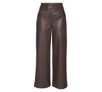 Lederimitathose LASCANA, Damen, Gr. 44, N-Gr, dunkelbraun, Web, Obermaterial: 100% Polyester. Beschichtung: 100% Polyurethan, unifarben, figurumspielend lang, Hosen, in gerader Form, Kunstleder, festl