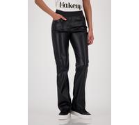 Lederimitathose MONARI "Hose Lederimitat Schlupf", Damen, Gr. 40, N-Gr, schwarz, Web, Obermaterial: 60% Polyurethan, 40% Polyester, clean, unifarben, regular fit lang, Hosen, mit elastischem Bund (895