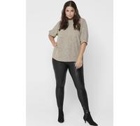 Lederimitathose ONLY CARMAKOMA "NOS CARROOL", Damen, Gr. S (42/44), N-Gr, schwarz, Web, Obermaterial: 92% Polyester, 8% Elasthan. Beschichtung: 100% Polyurethan, beschichtet, skinny fit knöchellang, H