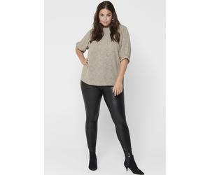 Lederimitathose ONLY CARMAKOMA "NOS CARROOL", Damen, Gr. S (42/44), N-Gr, schwarz, Web, Obermaterial: 92% Polyester, 8% Elasthan. Beschichtung: 100% Polyurethan, beschichtet, skinny fit knöchellang, H