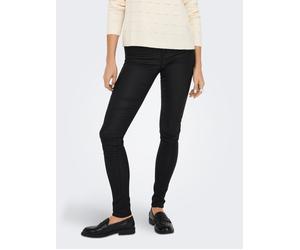 Lederimitathose ONLY "ONLANNE K MID WAIST COATED PNT NOOS", Damen, Gr. S (36), Länge 32, schwarz, Web, Obermaterial: 77% Viskose, 20% Nylon, 3% Elasthan, leicht glänzend, sehr figurbetont lang, Hosen