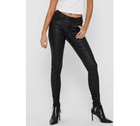 Lederimitathose ONLY "ONLANNE K MID WAIST COATED PNT NOOS", Damen, Gr. XL (42), Länge 34, schwarz, Web, Obermaterial: 77% Viskose, 20% Nylon, 3% Elasthan, leicht glänzend, sehr figurbetont lang, Hosen