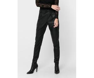 Lederimitathose ONLY "ONLPOPTRASH EASY COATED PANT PNT NOOS", Damen, Gr. XL (42), Länge 32, schwarz, Web, Obermaterial: 95% Polyester, 5% Elasthan. Beschichtung: 100% Polyurethan, unifarben, knöchella