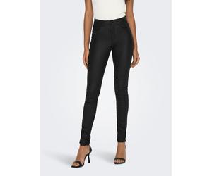 Lederimitathose ONLY "ONLROYAL", Damen, Gr. M (38), Länge 34, schwarz, Web, Obermaterial: 77% Viskose, 20% Polyamid, 3% Elasthan, leicht glänzend, unifarben, sehr figurbetont lang, Hosen (61366316-M)
