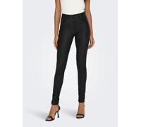 Lederimitathose ONLY "ONLROYAL", Damen, Gr. XL (42), Länge 32, schwarz, Web, Obermaterial: 77% Viskose, 20% Polyamid, 3% Elasthan, leicht glänzend, unifarben, sehr figurbetont lang, Hosen Lederimitath