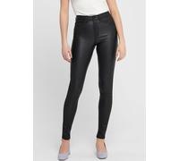 Lederimitathose ONLY "ONLROYAL HW SK ROCK COATED", Damen, Gr. XS (34), Länge 30, schwarz, Web, Obermaterial: 77% Viskose, 20% Nylon, 3% Elasthan, unifarben, normal, Hosen Lederimitathose (71041720-XS)