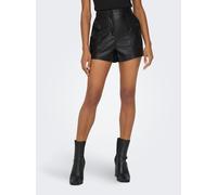 Lederimitathose ONLY "ONLTRICIA FAUX LEATHER SHORTS OTW NOOS", Damen, Gr. L (40), N-Gr, schwarz, Web, Obermaterial: 100% Polyester, unifarben, relaxed fit Po-bedeckend, Hosen (74593405-L) schwarz