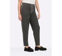 Lederimitathose SHEEGO, Damen, Gr. 48, Normalgrößen, grau (graphit), 90% Polyester, 10% Elasthan, unifarben, Hosen (99343860-48) graphit